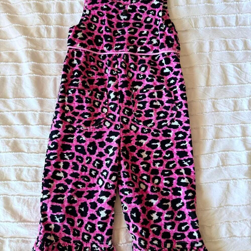 Handmade pink leopard print corduroy romper